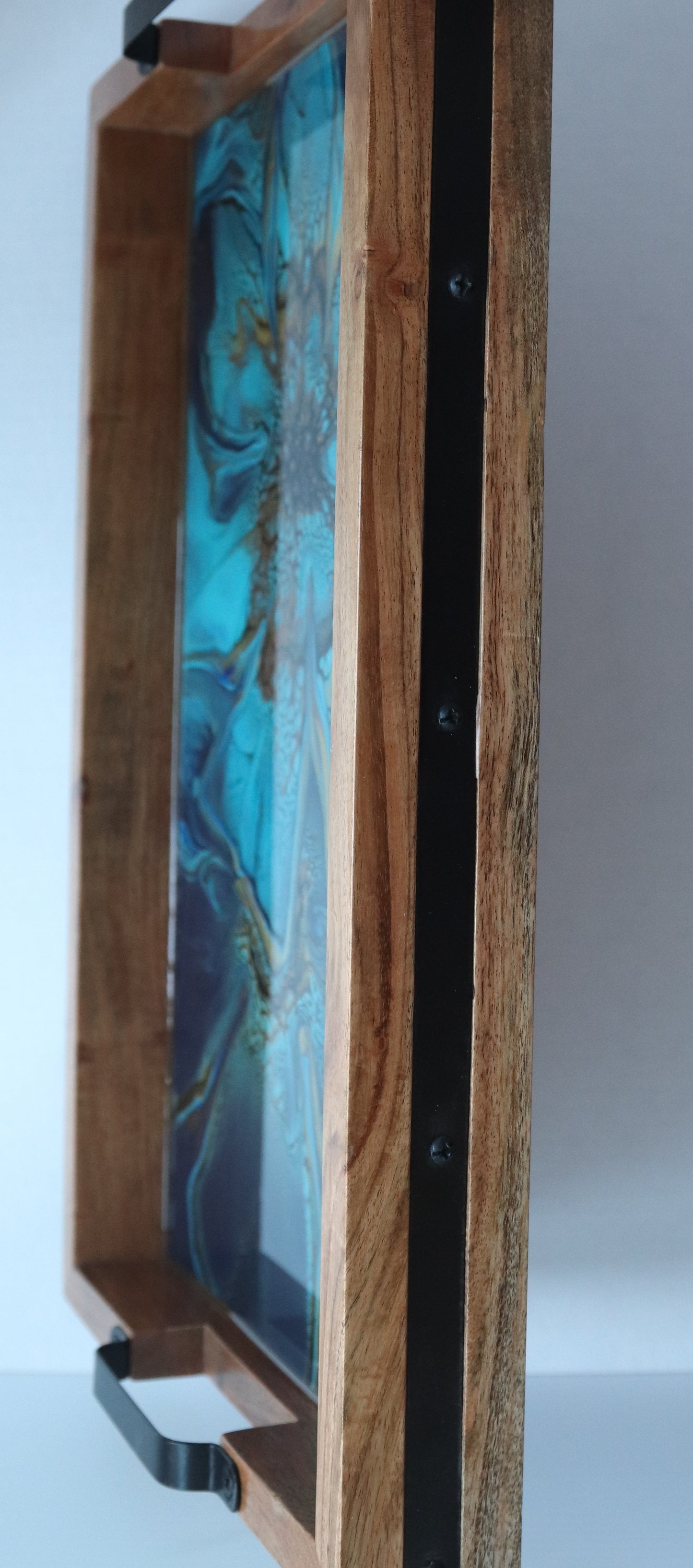 12 x 18 Acacia Serving Tray - Blue 2