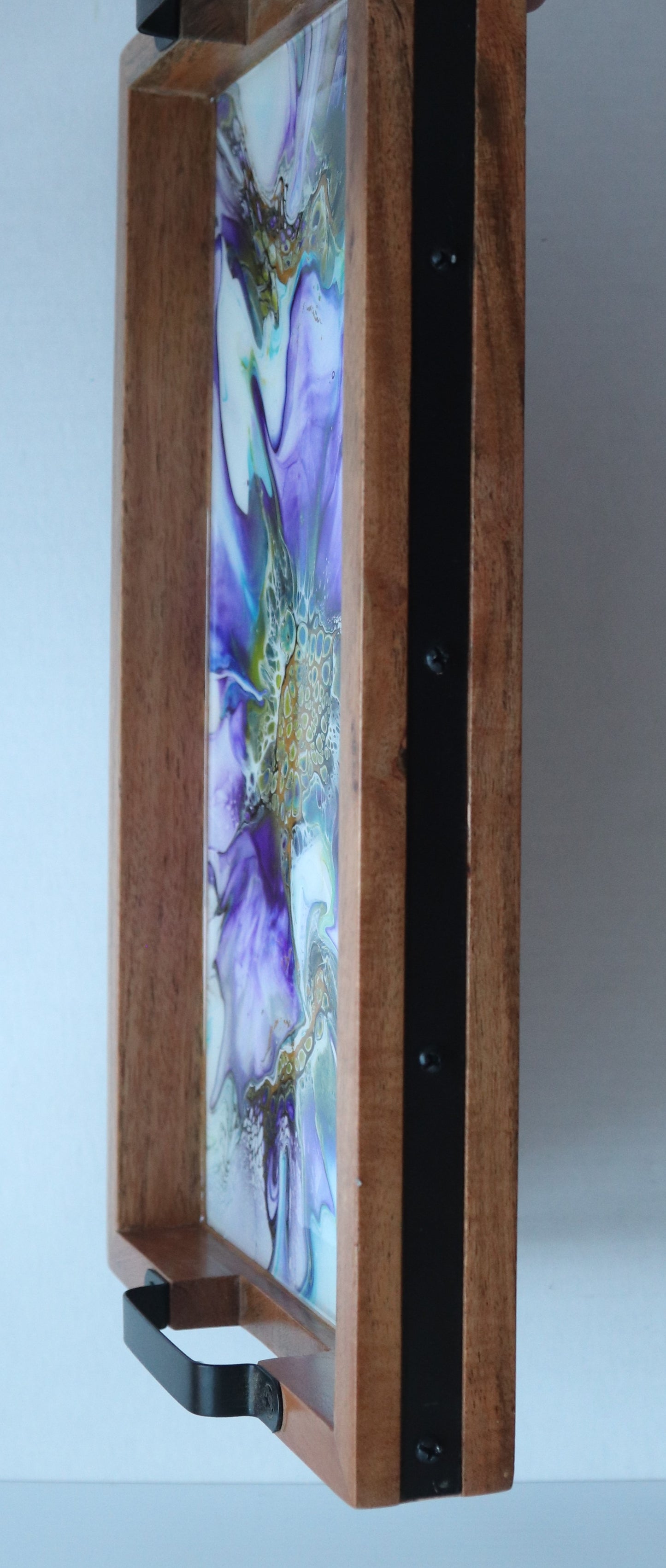 10 x 16 Acacia Serving Tray - Purple/Green 1