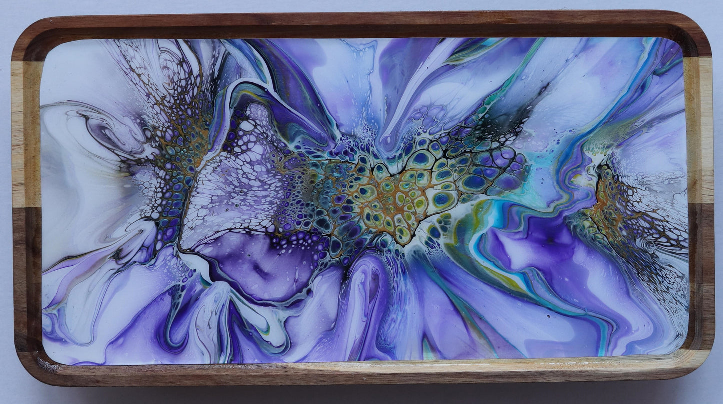 9 x 17 trinket tray w/ legs - Purple/Green 1