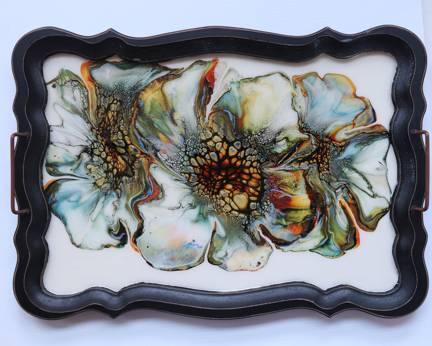 14 3/4 x 21 Serving Tray - Green/Orange 1