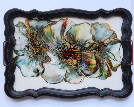 14 3/4 x 21 Serving Tray - Green/Orange 1