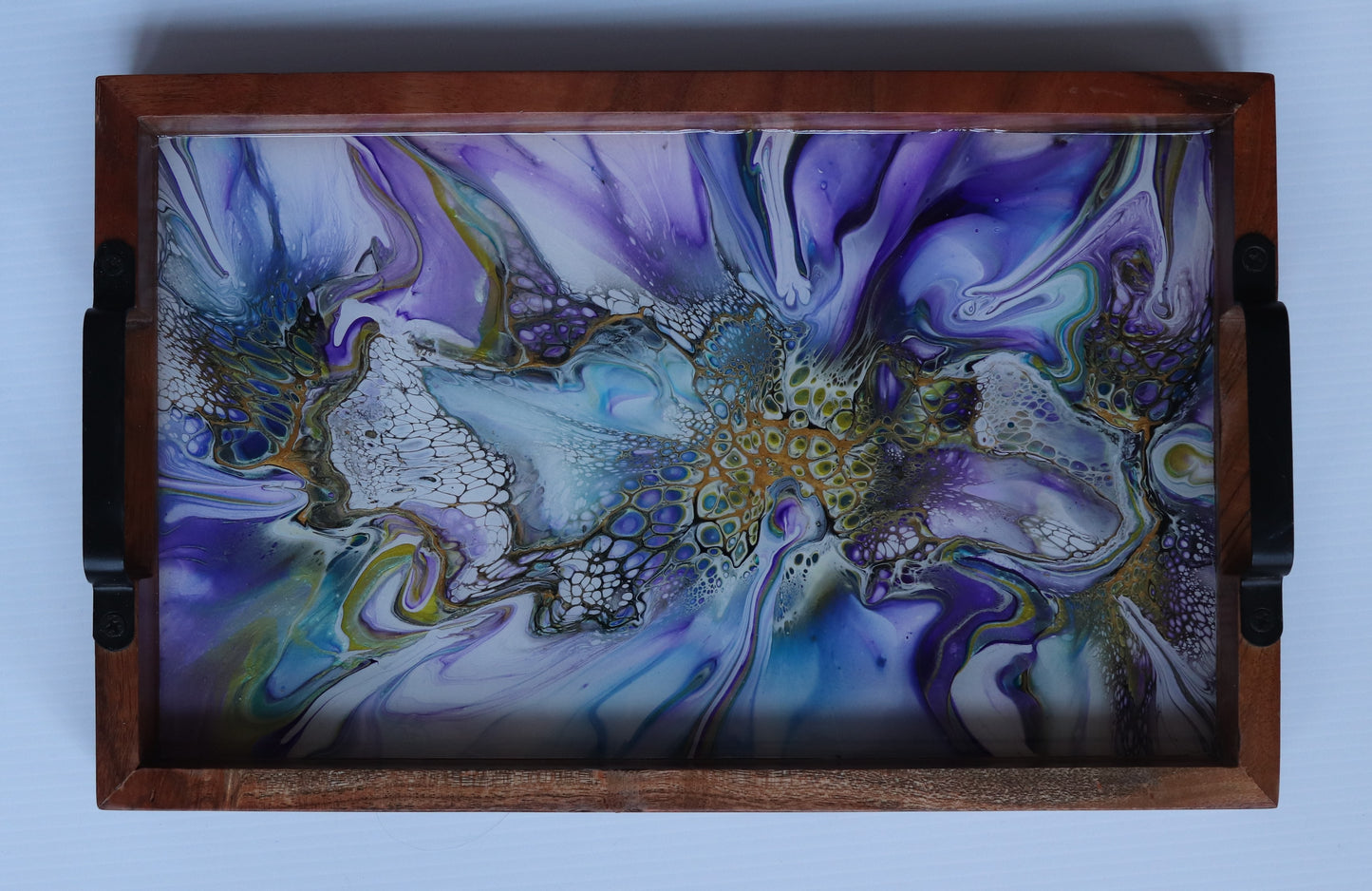 10 x 16 Acacia Serving Tray - Purple/Green 2
