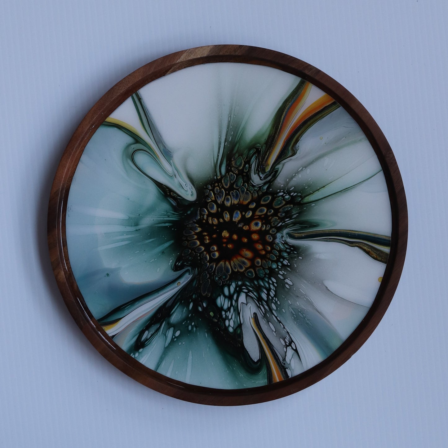 11 x 11 Round Trinket Tray - Green/Orange 1