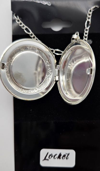 Pendant - Silver locket - shades of blue landscape