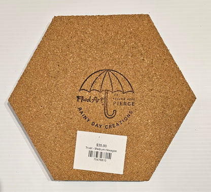 Trivet - Lg Medium Hexagon - Blue/Gold 1