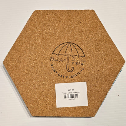 Trivet - Large Hexagon - Blue/Gold 1