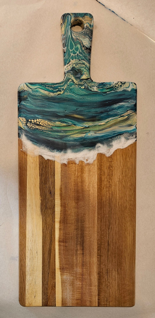 20 X 8 Charcuterie Board - Green/Gold