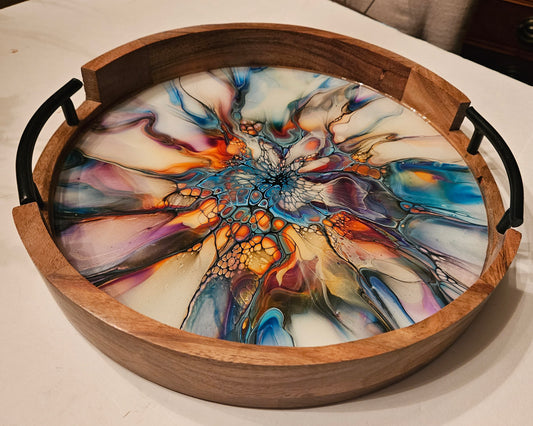 12" Round Serving Tray w/ Metal Handles - Colorfest 3