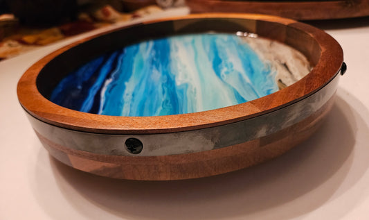 10" Acacia Lazy Susan - Night Beach