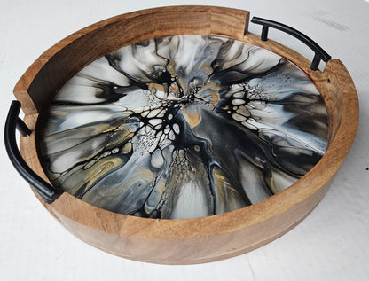 12" Round Serving Tray w/ Metal Handles - Naturally Metallic 5