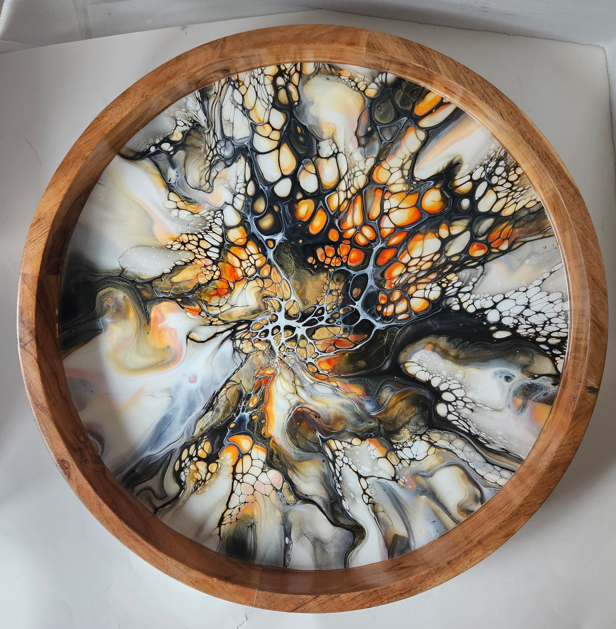 18" Acacia Lazy Susan - Autumn Harvest 1