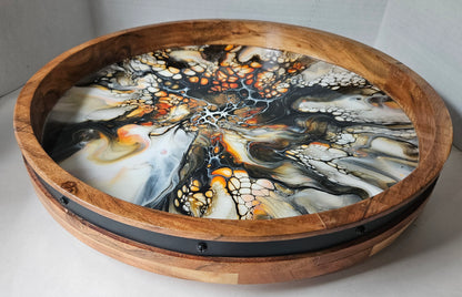 18" Acacia Lazy Susan - Autumn Harvest 1