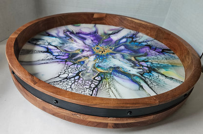 18" Acacia Lazy Susan - Lime Enchantment