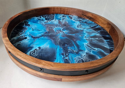 18" Acacia Lazy Susan - Crescendo Rain 1