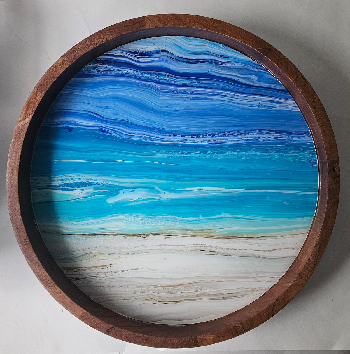 18" Acacia Lazy Susan - Night Beach 2