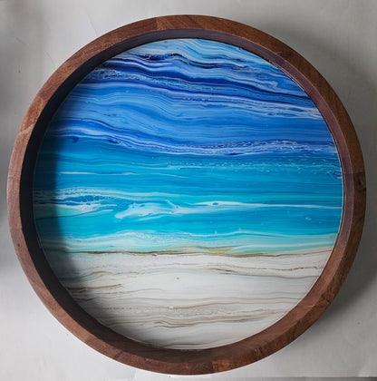 18" Acacia Lazy Susan - Night Beach 2