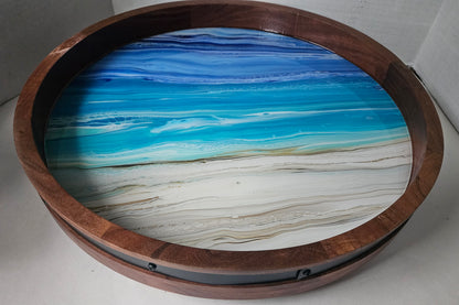 18" Acacia Lazy Susan - Night Beach 2
