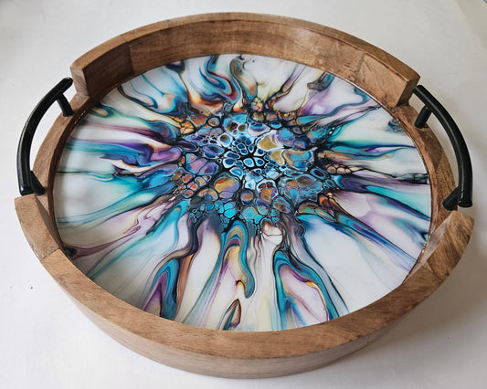 12" Rnd Tray w Metal Handle - Colorfest 1