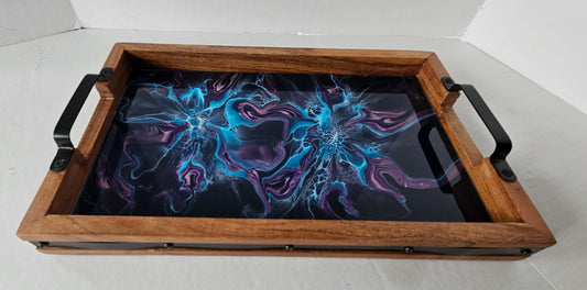 10 x 16 Acacia Serving Tray - Crescendo Rain 1
