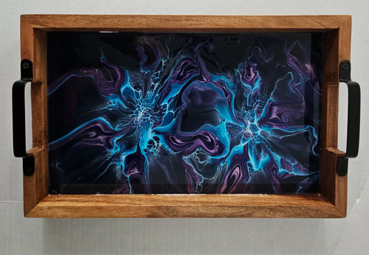 10 x 16 Acacia Serving Tray - Crescendo Rain 1
