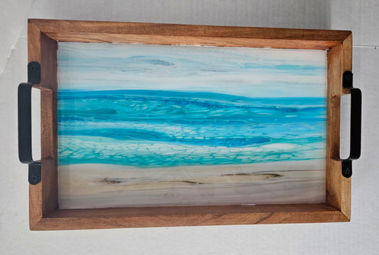 10 x 16 Acacia Serving Tray - Bermuda Beach 2