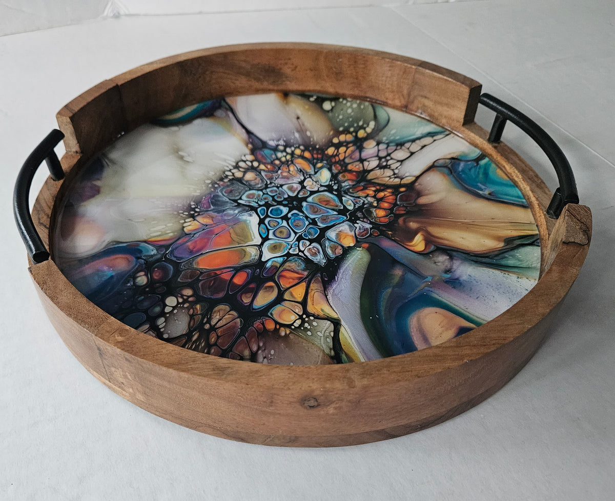 12" Rnd Tray w Metal Handle - Colorfest 2