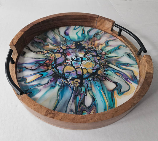 12" Rnd Tray w Metal Handle - Colorfest 3