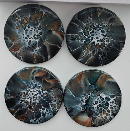 Coaster - Set of 4, Rnd w Holder - Navajo Glow