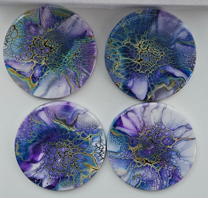 Coaster - Set of 4, Rnd w Holder - Lime Enchantment
