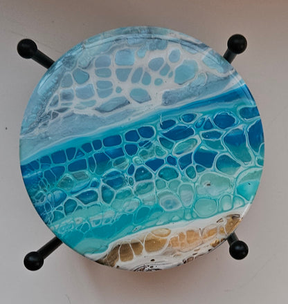 Coaster - Set of 4, Rnd w Holder - Bermuda Beach