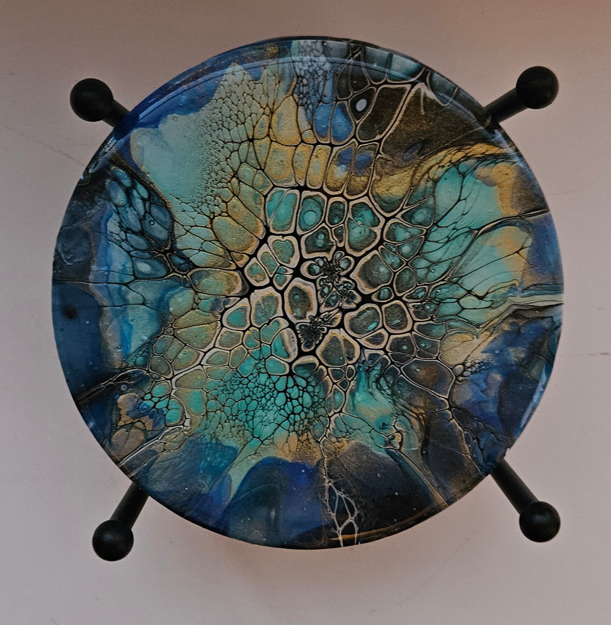 Coaster - Set of 4, Rnd w Holder - Cobalt Flash