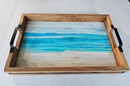 12 x 18 Acacia Serving Tray - Bermuda Beach 1