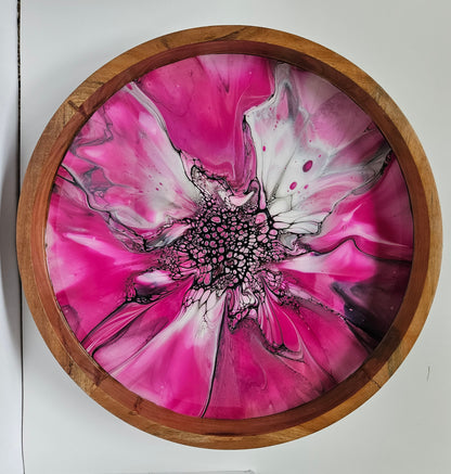 18" Acacia Lazy Susan - Pink/Gold 3