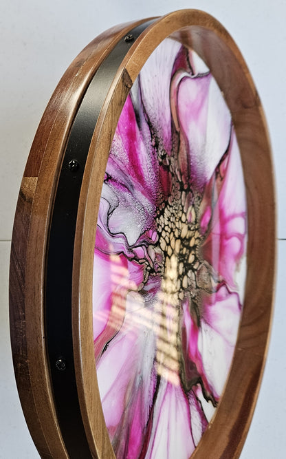 18" Acacia Lazy Susan - Pink/Gold 2