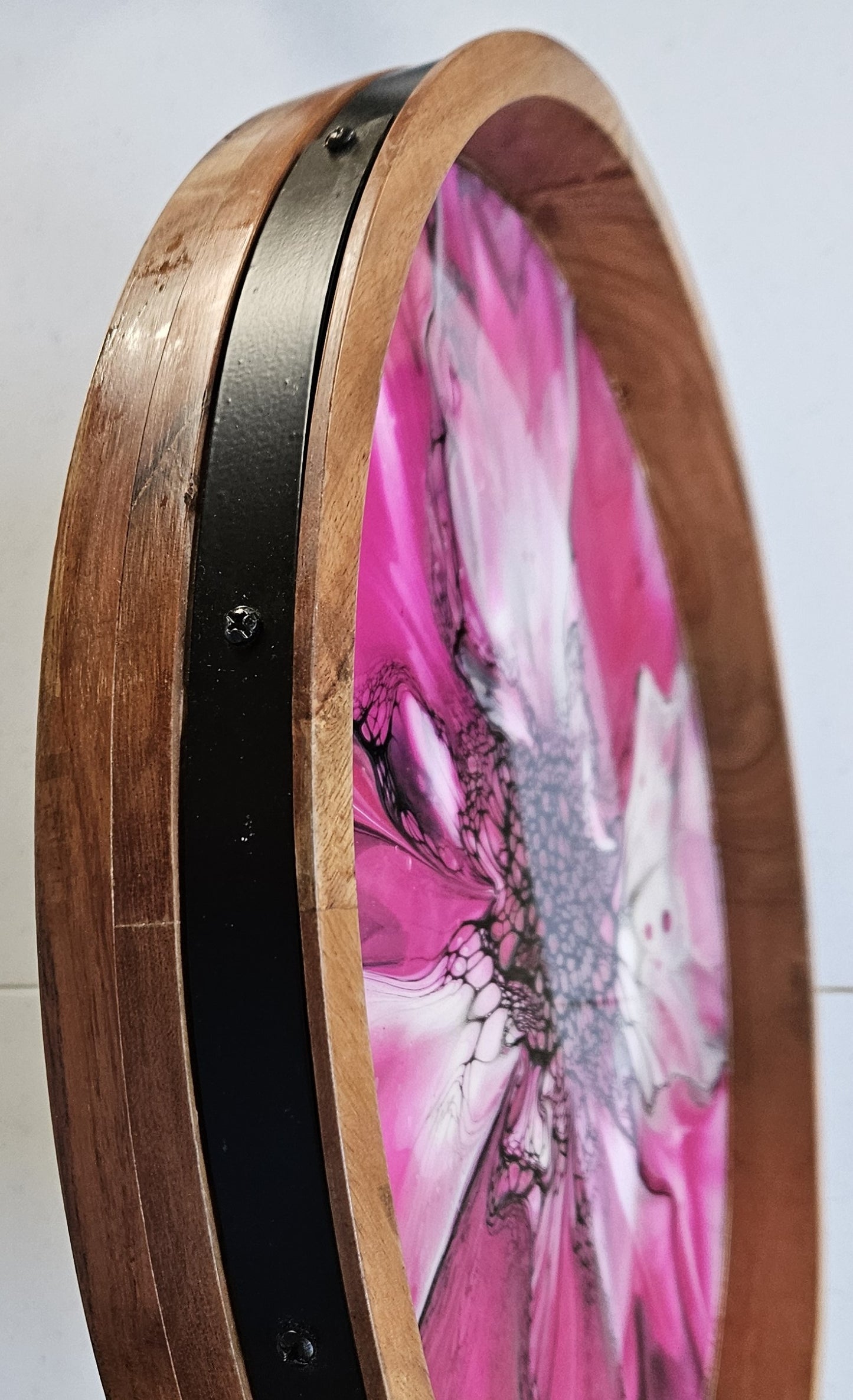 18" Acacia Lazy Susan - Pink/Gold 3