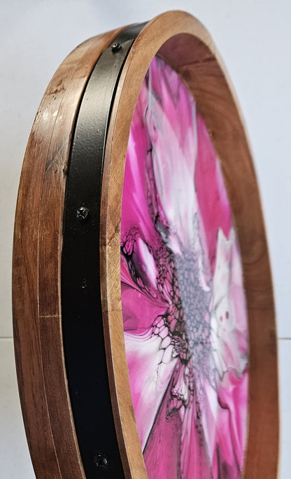 18" Acacia Lazy Susan - Pink/Gold 3