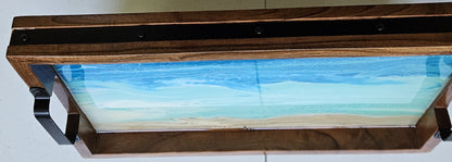10 x 16 Acacia Serving Tray - Beach 2