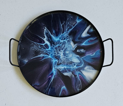 12" Round Serving Tray - Blue/Purple 1