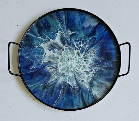 12" Round Serving Tray - Blue 1