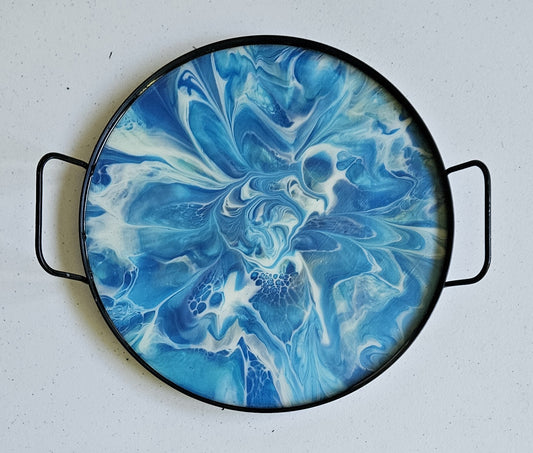 12" Round Serving Tray - Blue 3