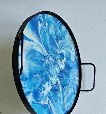 12" Round Serving Tray - Blue 3