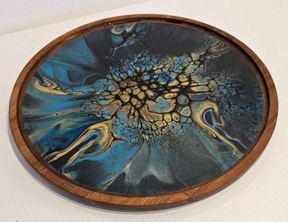 11 x 11 Round Trinket Tray - Blue/Gold 1