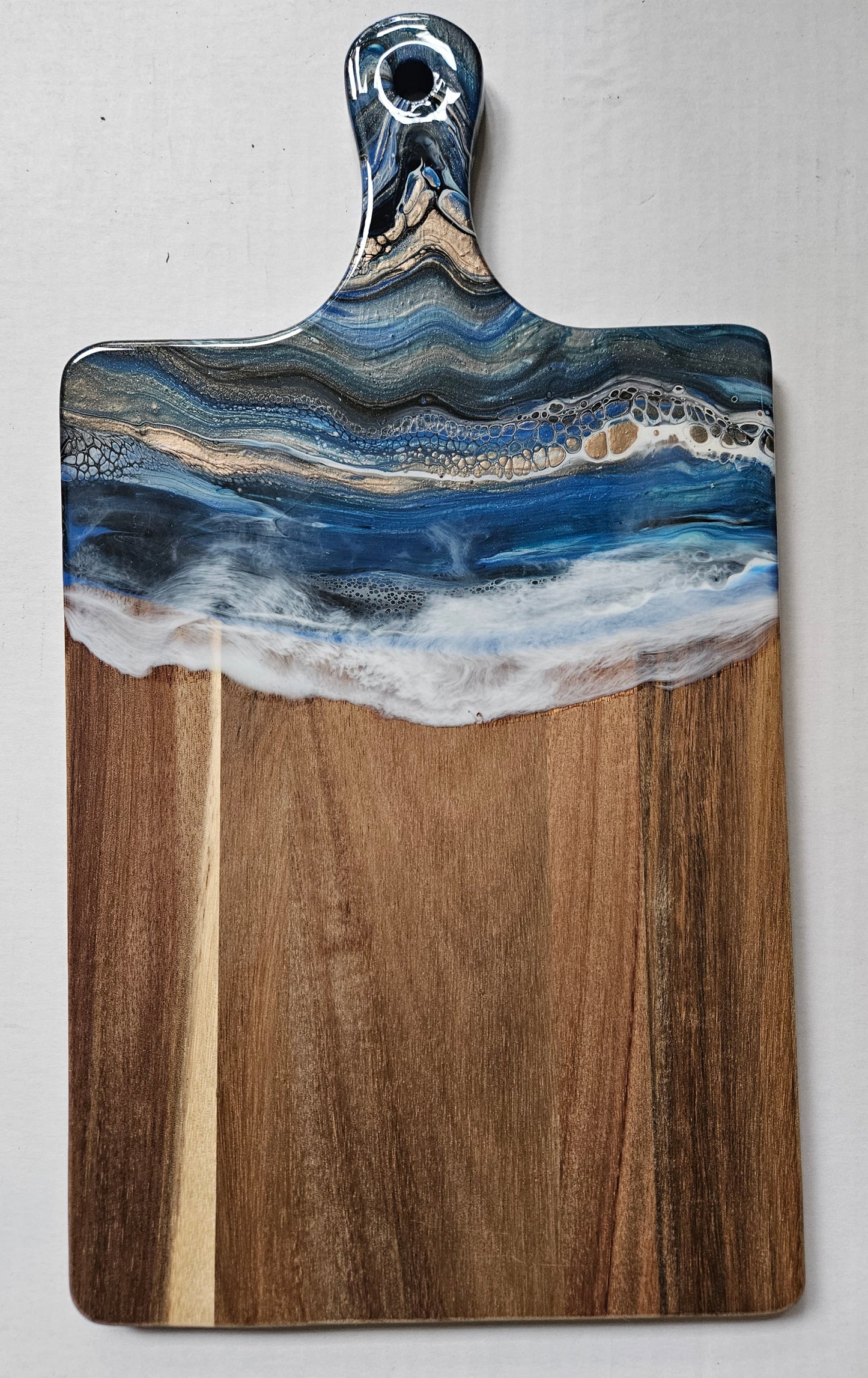 16 X 9 Acacia Serving Board - Blue/Gold 2