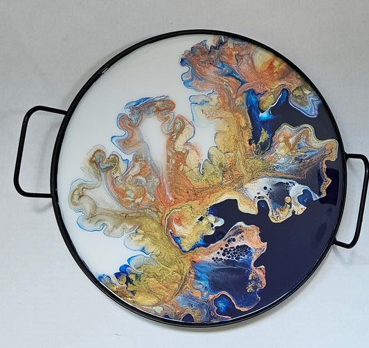 12" Round Serving Tray - Antique