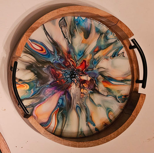 12" Round Serving Tray w/ Metal Handles - Colorfest 4