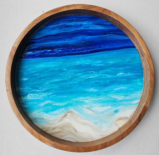 18" Acacia Lazy Susan - Night Beach 1