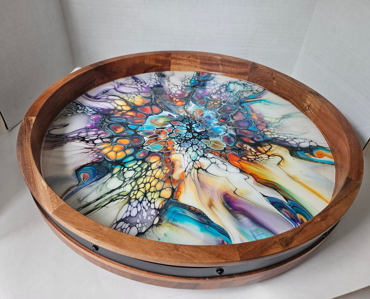 18" Acacia Lazy Susan - Colorfest 1