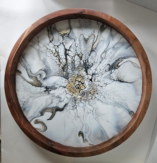 18" Acacia Lazy Susan - Naturally Metallic 1