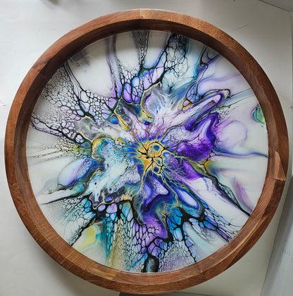 18" Acacia Lazy Susan - Lime Enchantment