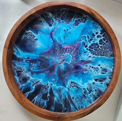 18" Acacia Lazy Susan - Crescendo Rain 1